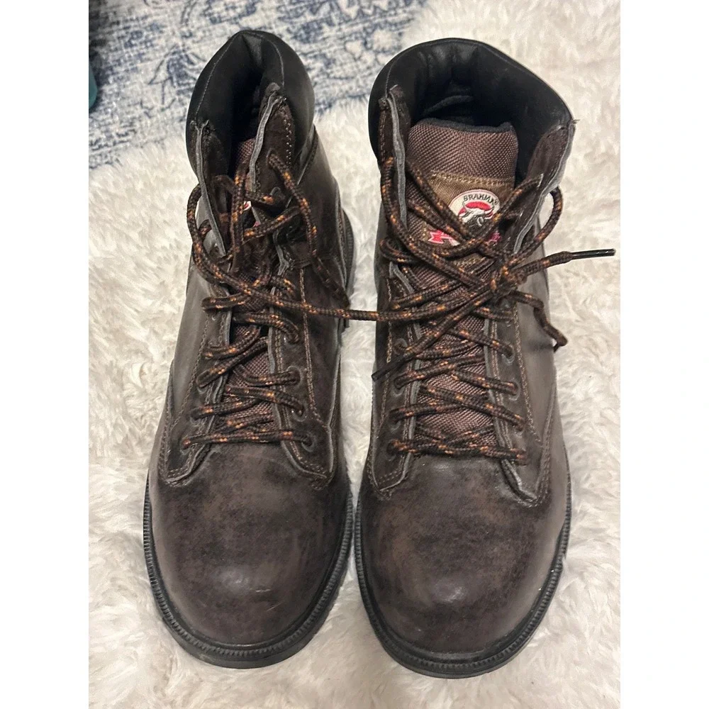 Brahma Brown Leather‎ Work Boots Ankle Lace Up Comfortable Durable